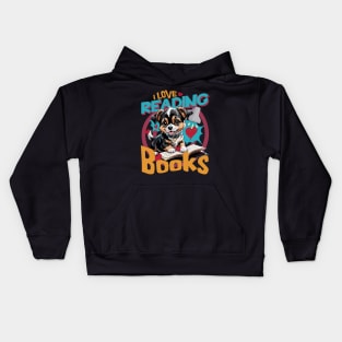 Cute Dog Reading Books I Love Reading Book Lover a Pet Owner Kids Hoodie